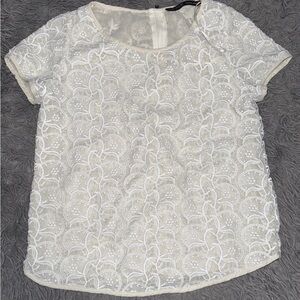 Zara White and beige Lace Women's Top